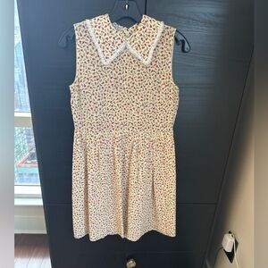 Miu Miu Kids Dress with Pink Floral Pattern and White Lace Collar